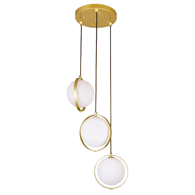 CWI Da Vinci 3 Light Pendant, Medallion Gold/Frosted
