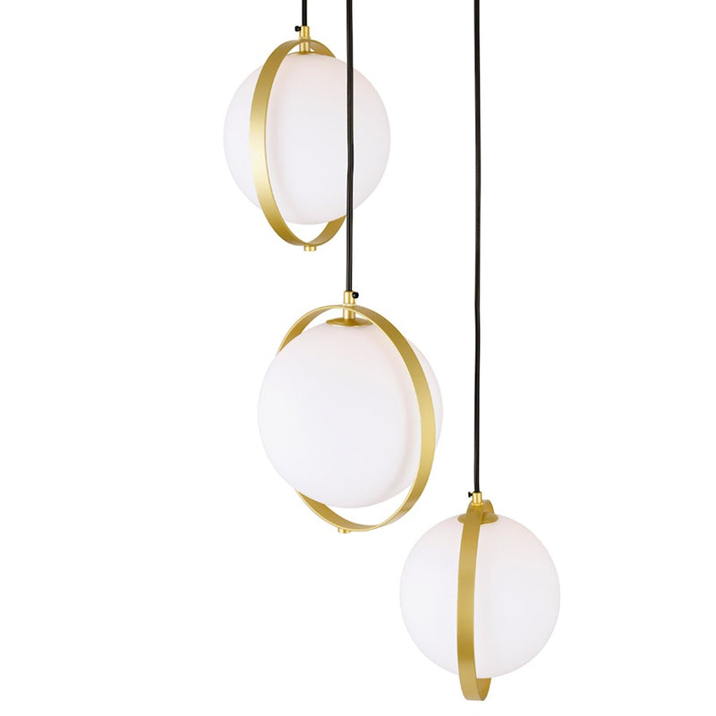 CWI Da Vinci 3 Light Pendant, Medallion Gold/Frosted