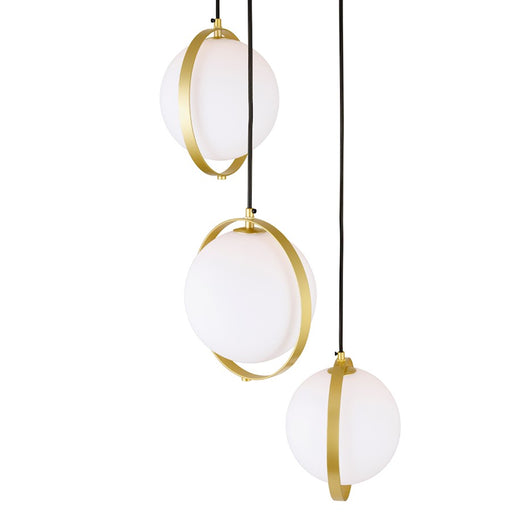 CWI Da Vinci 3 Light Pendant, Medallion Gold/Frosted