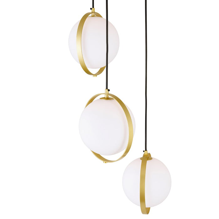 CWI Da Vinci 3 Light Pendant, Medallion Gold/Frosted
