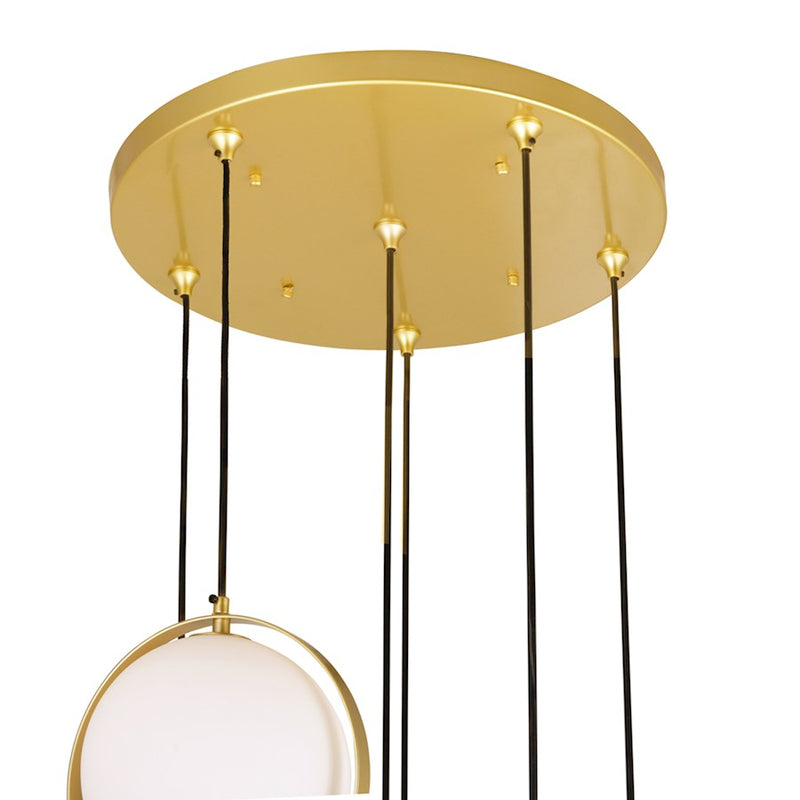 CWI Da Vinci 6 Light Pendant, Medallion Gold/Frosted