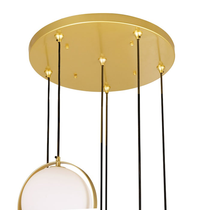 CWI Da Vinci 6 Light Pendant, Medallion Gold/Frosted