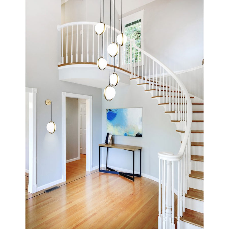 CWI Da Vinci 6 Light Pendant, Medallion Gold/Frosted