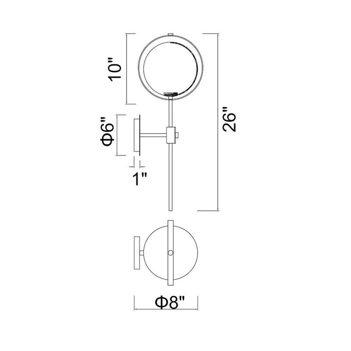 CWI Da Vinci 1 Light Wall Light, Medallion Gold/Frosted