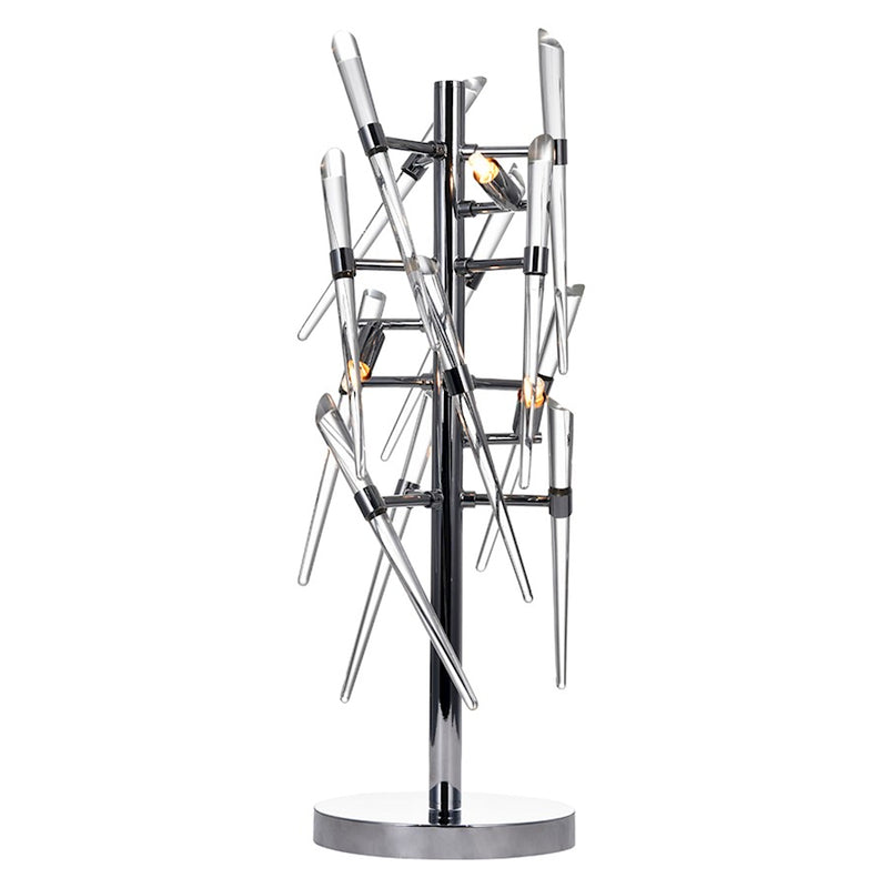CWI Lighting Icicle 3 Light Table Lamp, Chrome/Clear