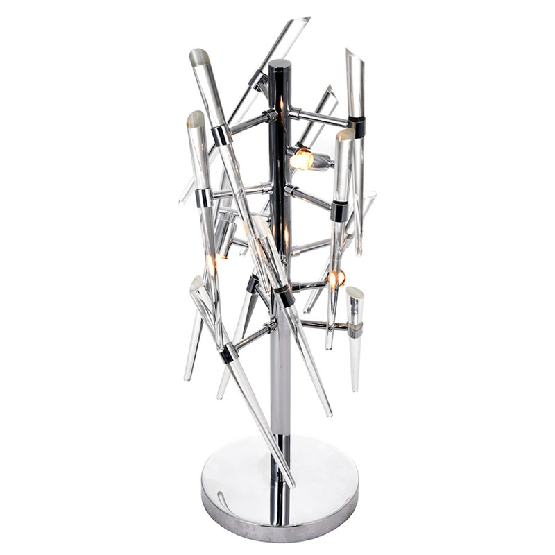 CWI Lighting Icicle 3 Light Table Lamp, Chrome/Clear
