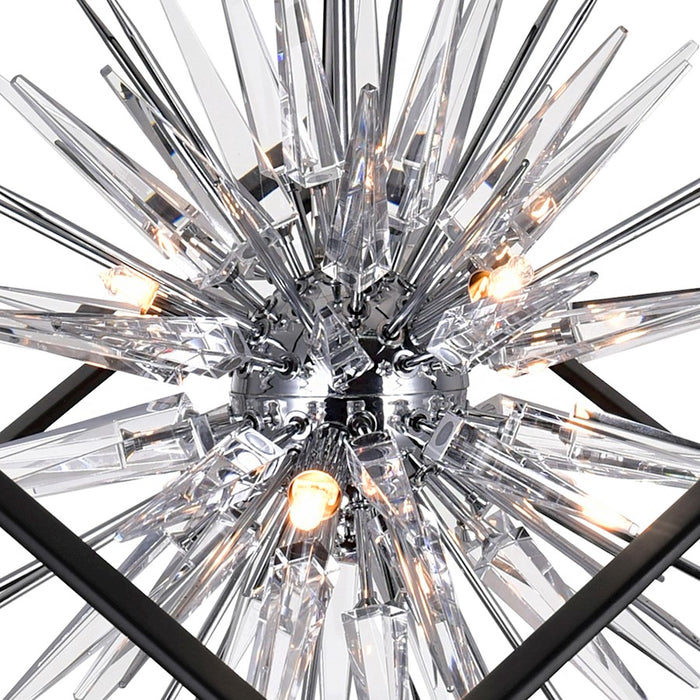 CWI Lighting Starburst 6 Light Down Chandelier, Chrome/Black