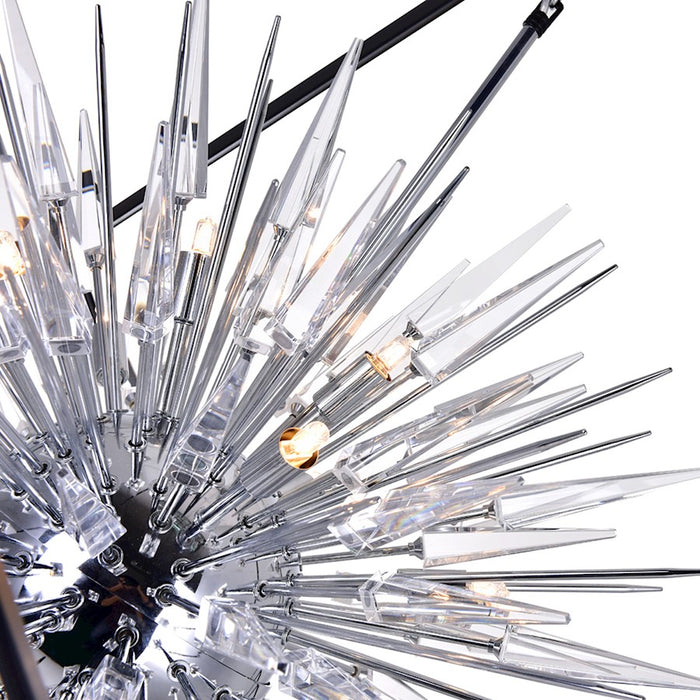 CWI Lighting Starburst 20 Light Down Chandelier, Chrome/Black