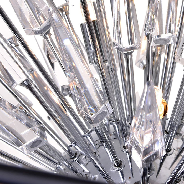 CWI Lighting Starburst 20 Light Down Chandelier, Chrome/Black