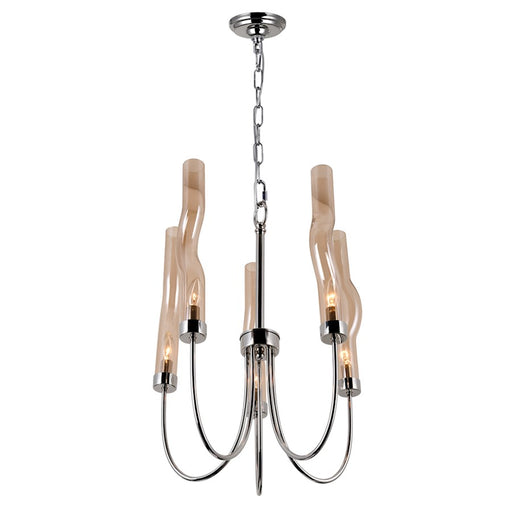 CWI Meduse 5 Light Up Chandelier, Polished Nickel/Champagne