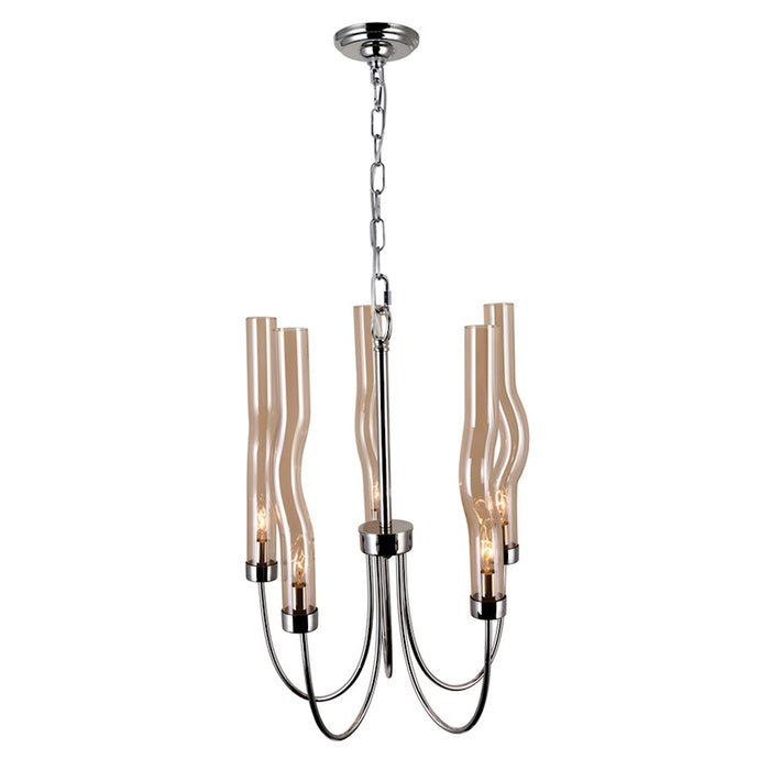 CWI Meduse 5 Light Up Chandelier, Polished Nickel/Champagne