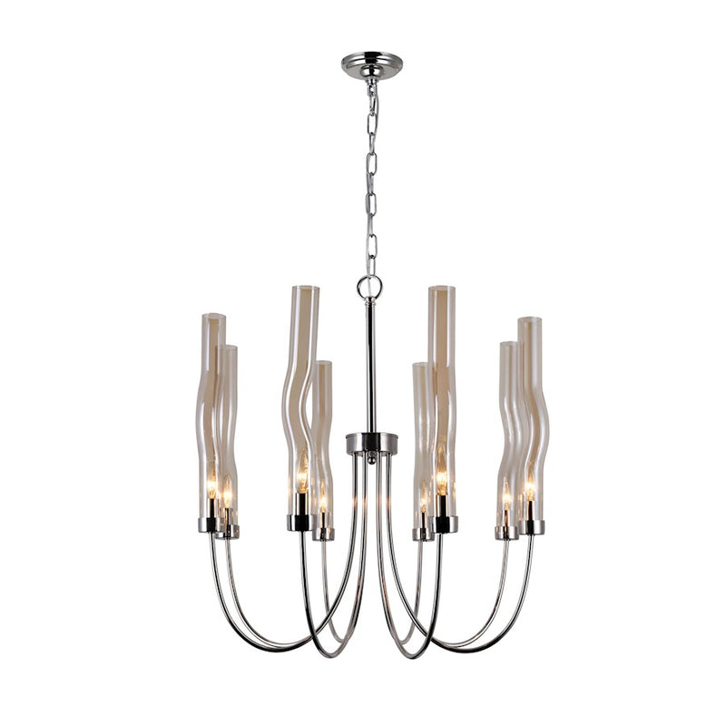 CWI Meduse 8 Light Up Chandelier, Polished Nickel/Champagne