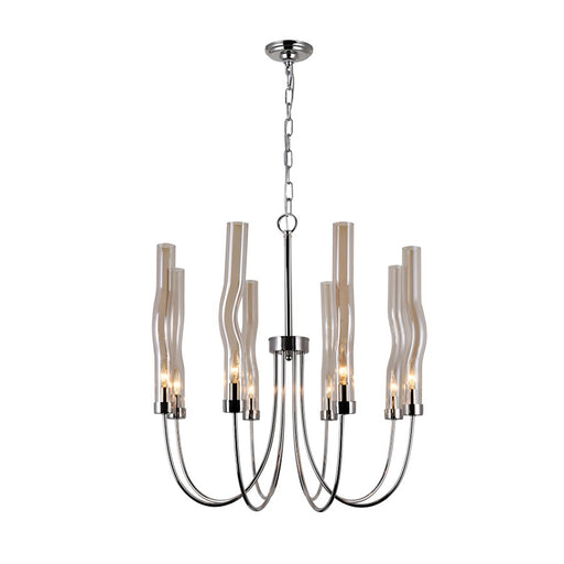 CWI Meduse 8 Light Up Chandelier, Polished Nickel/Champagne - 1203P21-8-613