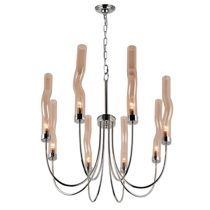 CWI Meduse 8 Light Up Chandelier, Polished Nickel/Champagne