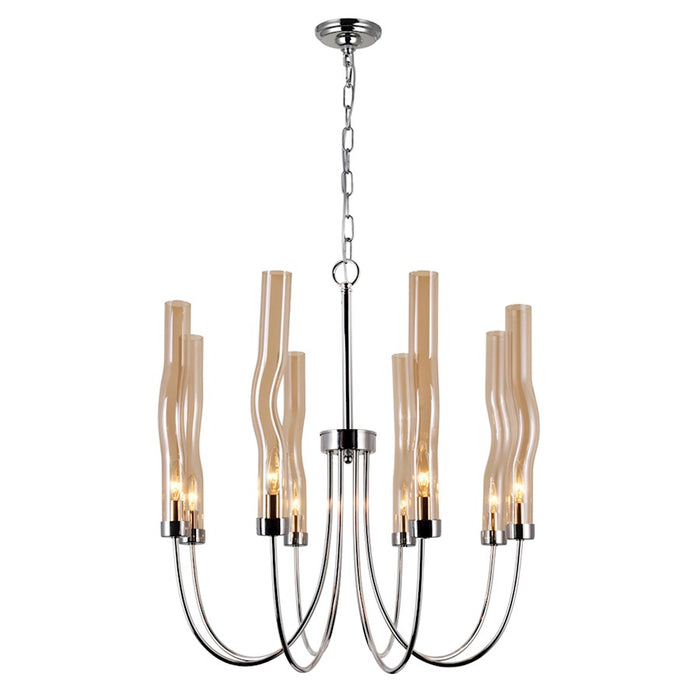 CWI Meduse 8 Light Up Chandelier, Polished Nickel/Champagne