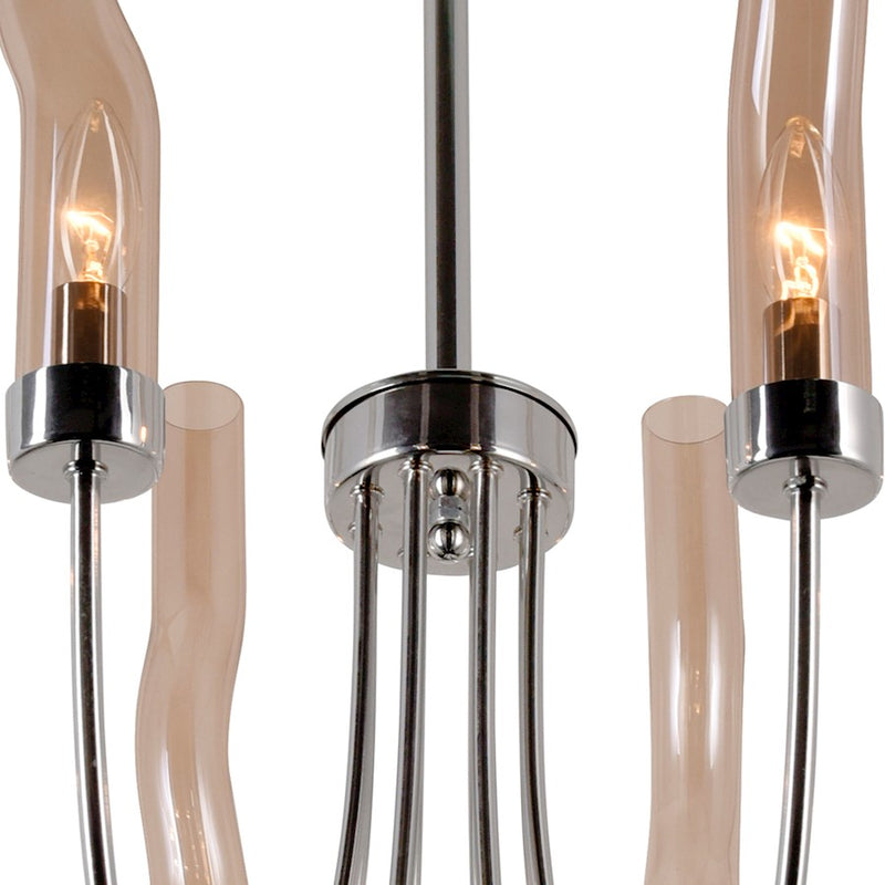 CWI Meduse 8 Light Up Chandelier, Polished Nickel/Champagne