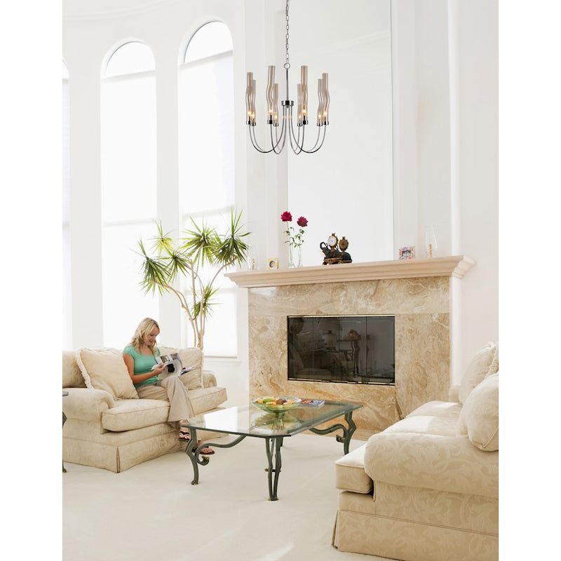 CWI Meduse 8 Light Up Chandelier, Polished Nickel/Champagne