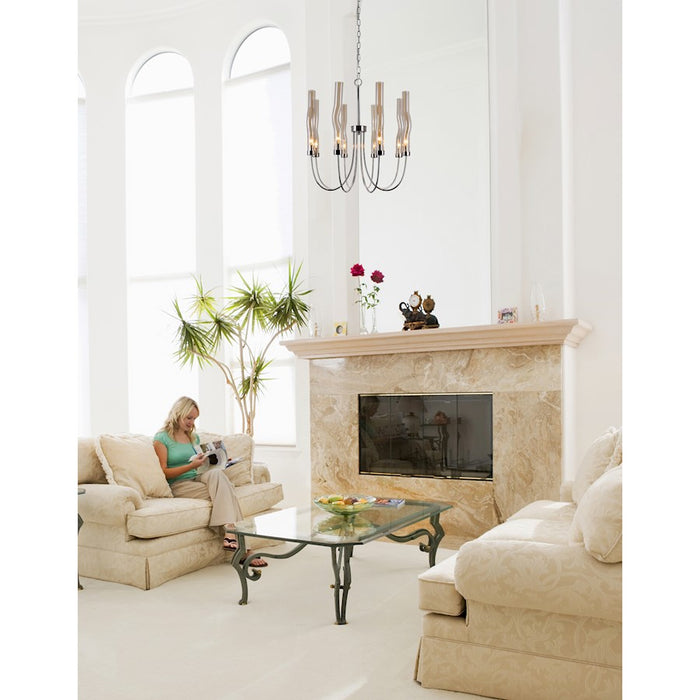 CWI Meduse 8 Light Up Chandelier, Polished Nickel/Champagne