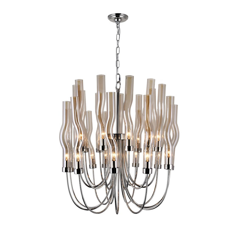 CWI Meduse 22 Light Up Chandelier, Polished Nickel/Champagne