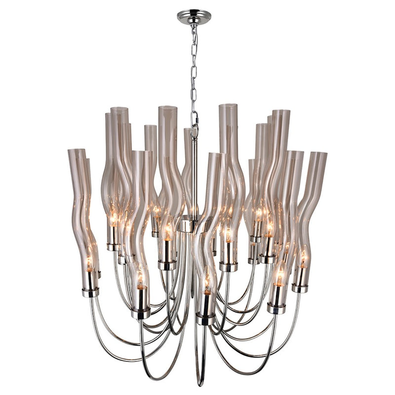 CWI Meduse 22 Light Up Chandelier, Polished Nickel/Champagne