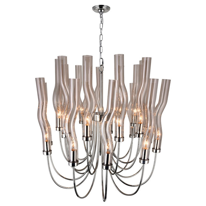 CWI Meduse 22 Light Up Chandelier, Polished Nickel/Champagne