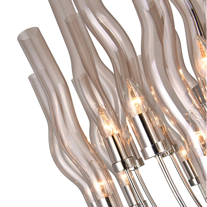 CWI Meduse 22 Light Up Chandelier, Polished Nickel/Champagne