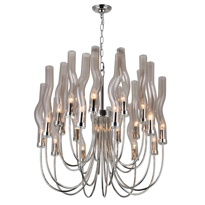 CWI Meduse 22 Light Up Chandelier, Polished Nickel/Champagne
