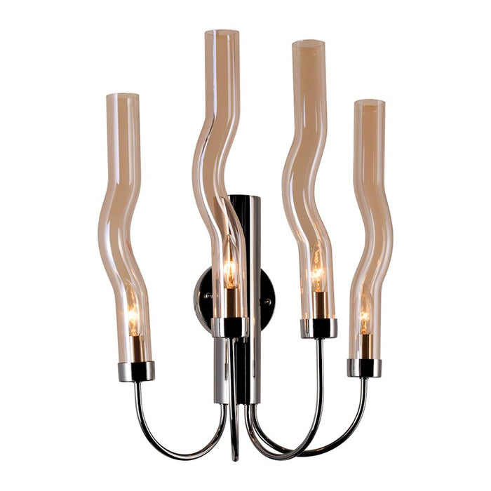 CWI Meduse 4 Light Wall Sconce, Polished Nickel/Champagne