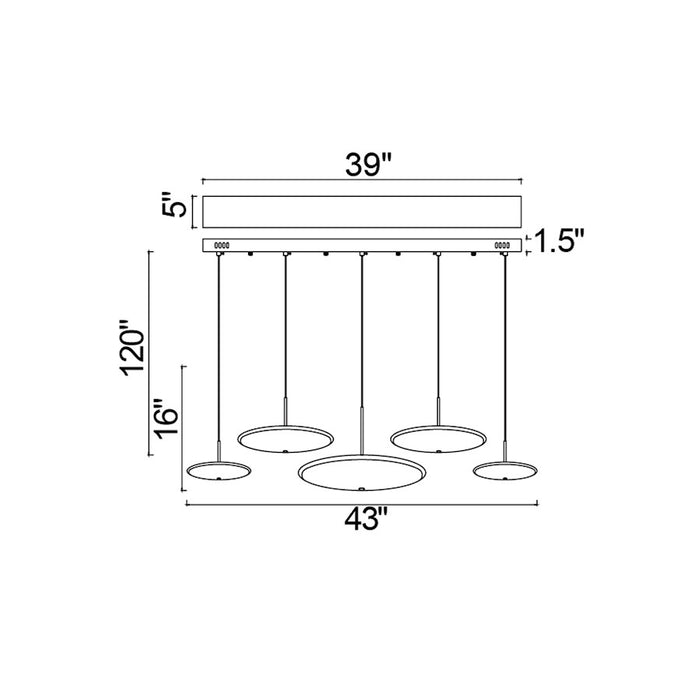 CWI Lighting Ovni 43" Chandelier, BRS