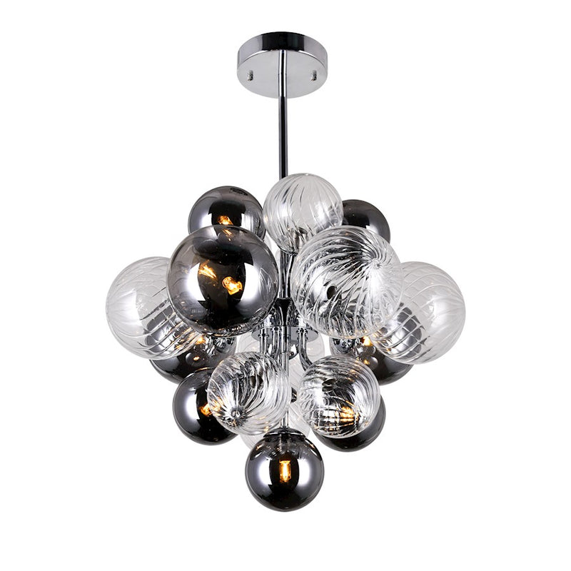 CWI Pallocino 8 Light Down Chandelier, Chrome/Clear/Smoke