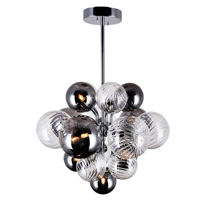 CWI Pallocino 8 Light Down Chandelier, Chrome/Clear/Smoke