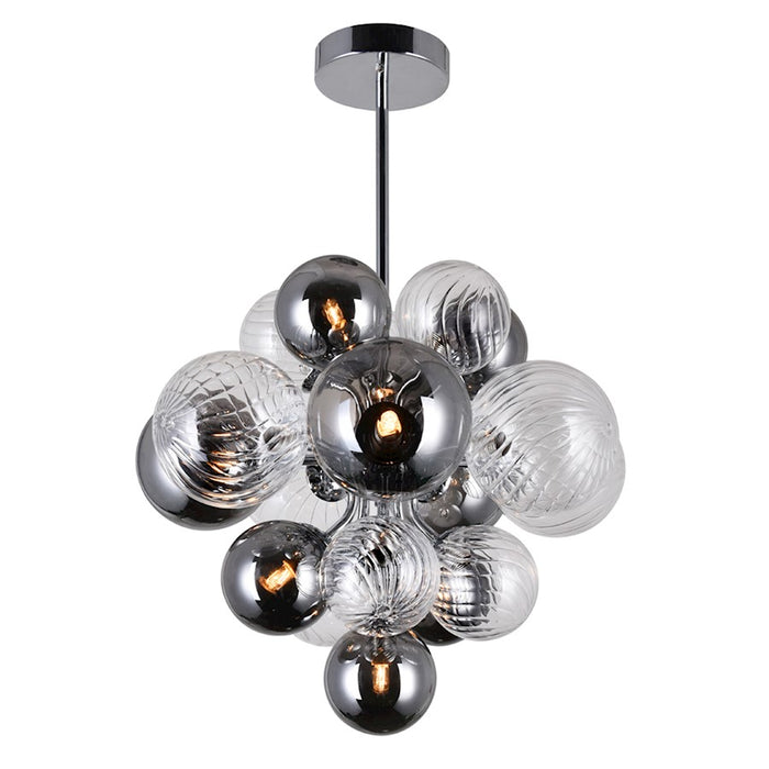 CWI Pallocino 8 Light Down Chandelier, Chrome/Clear/Smoke
