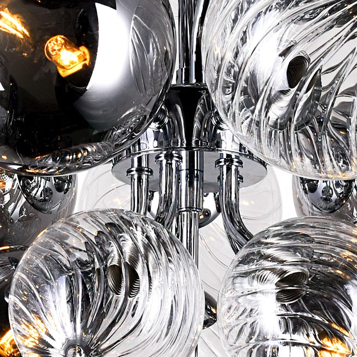 CWI Pallocino 8 Light Down Chandelier, Chrome/Clear/Smoke