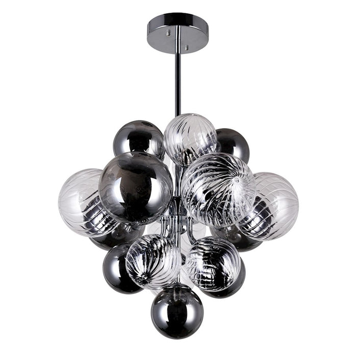 CWI Pallocino 8 Light Down Chandelier, Chrome/Clear/Smoke