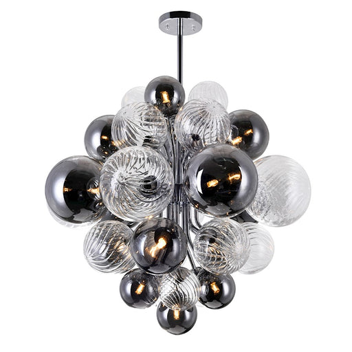 CWI Pallocino 15 Light Down Chandelier, Chrome/Clear/Smoke - 1205P25-15-601