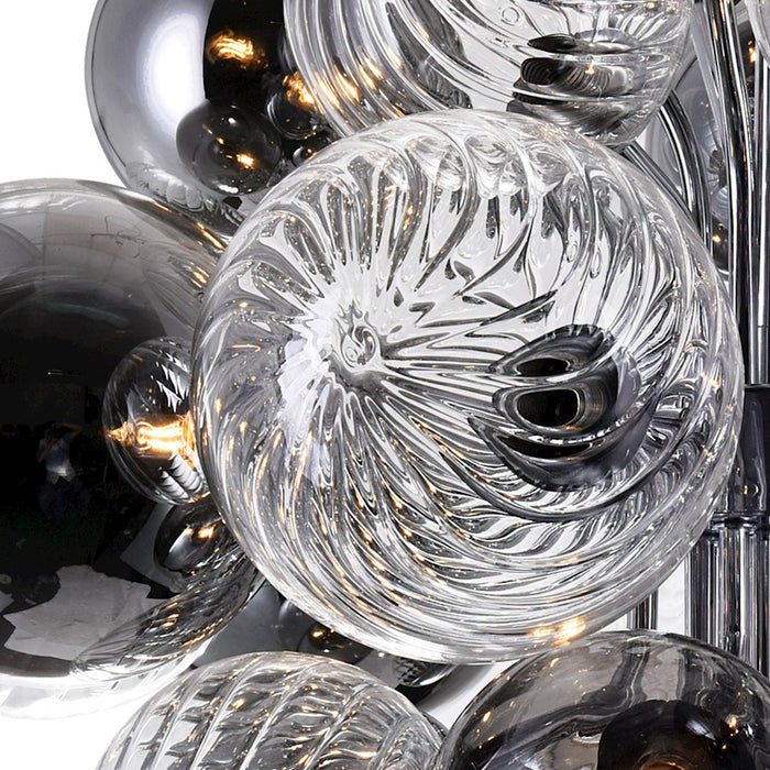 CWI Pallocino 15 Light Down Chandelier, Chrome/Clear/Smoke