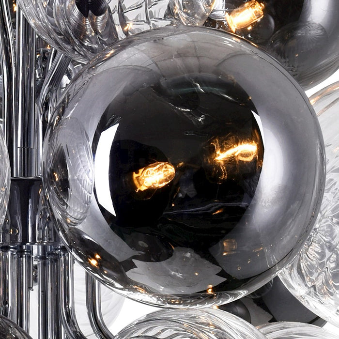 CWI Pallocino 15 Light Down Chandelier, Chrome/Clear/Smoke