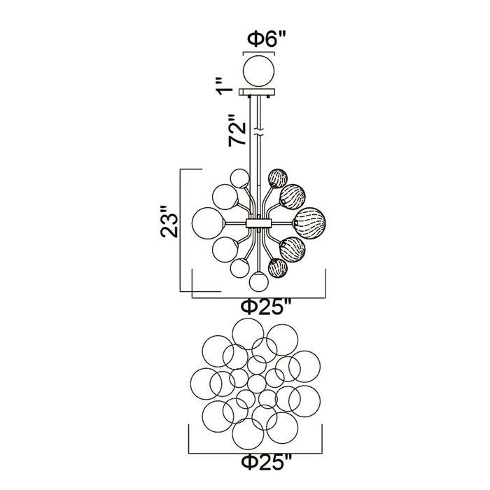 CWI Pallocino 15 Light Down Chandelier, Chrome/Clear/Smoke