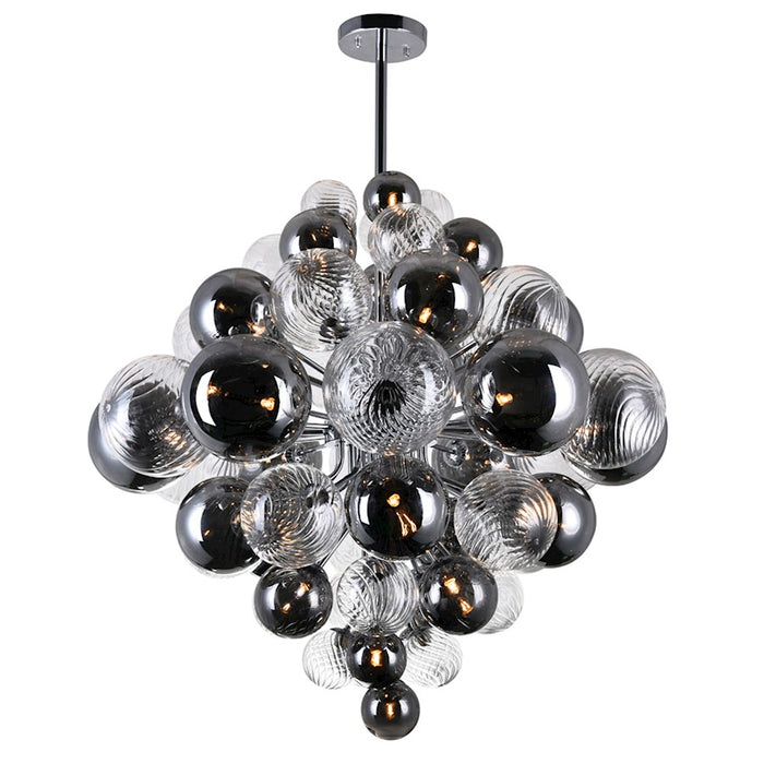 CWI Pallocino 27 Light Down Chandelier, Chrome/Clear/Smoke