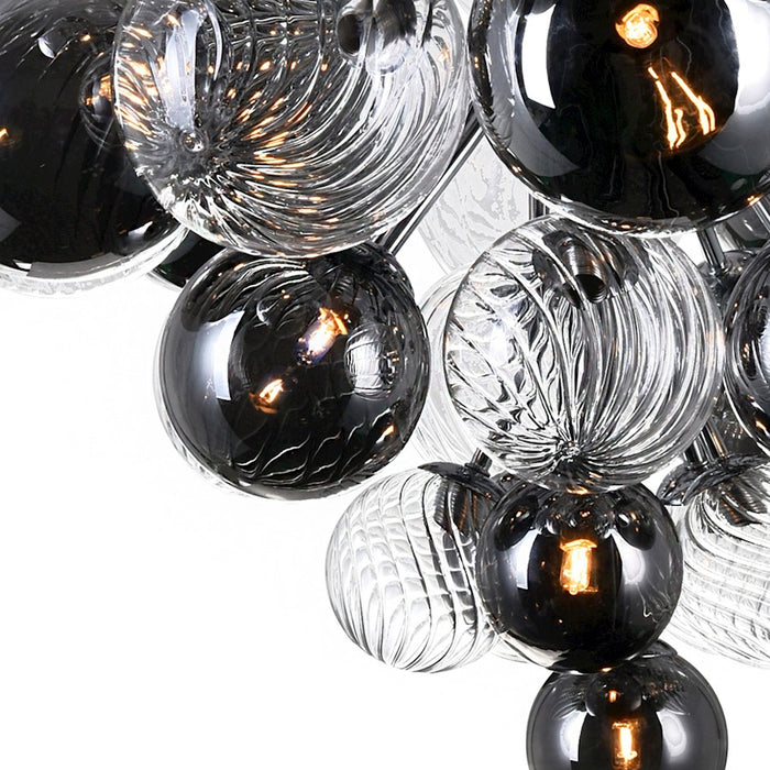 CWI Pallocino 27 Light Down Chandelier, Chrome/Clear/Smoke