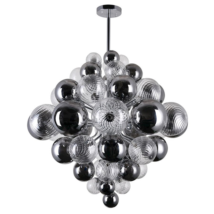 CWI Pallocino 27 Light Down Chandelier, Chrome/Clear/Smoke