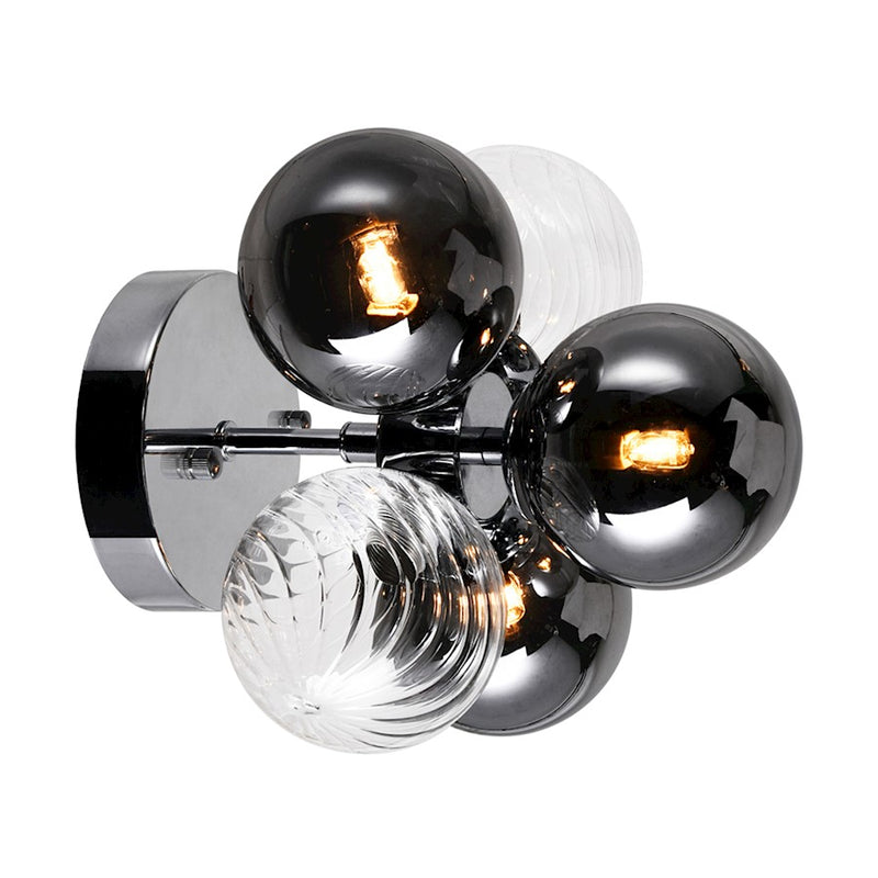 CWI Lighting Pallocino 3 Light Wall Sconce, Chrome/Clear/Smoke