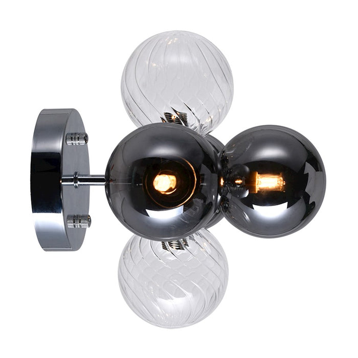 CWI Lighting Pallocino 3 Light Wall Sconce, Chrome/Clear/Smoke