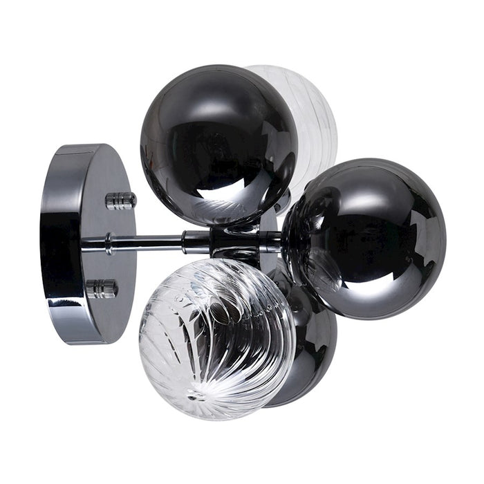 CWI Lighting Pallocino 3 Light Wall Sconce, Chrome/Clear/Smoke