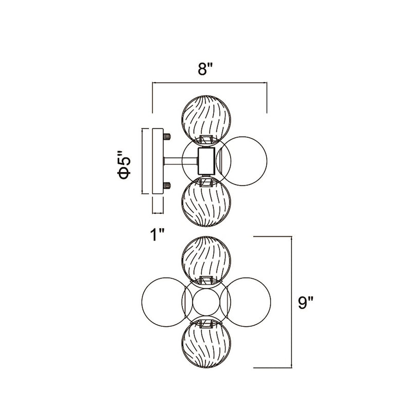 CWI Lighting Pallocino 3 Light Wall Sconce, Chrome/Clear/Smoke