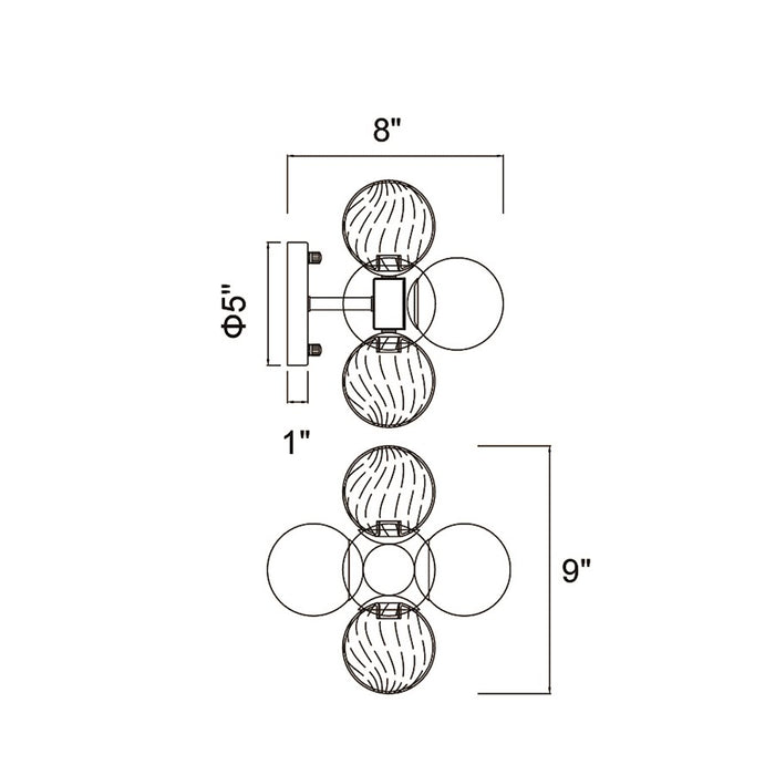 CWI Lighting Pallocino 3 Light Wall Sconce, Chrome/Clear/Smoke