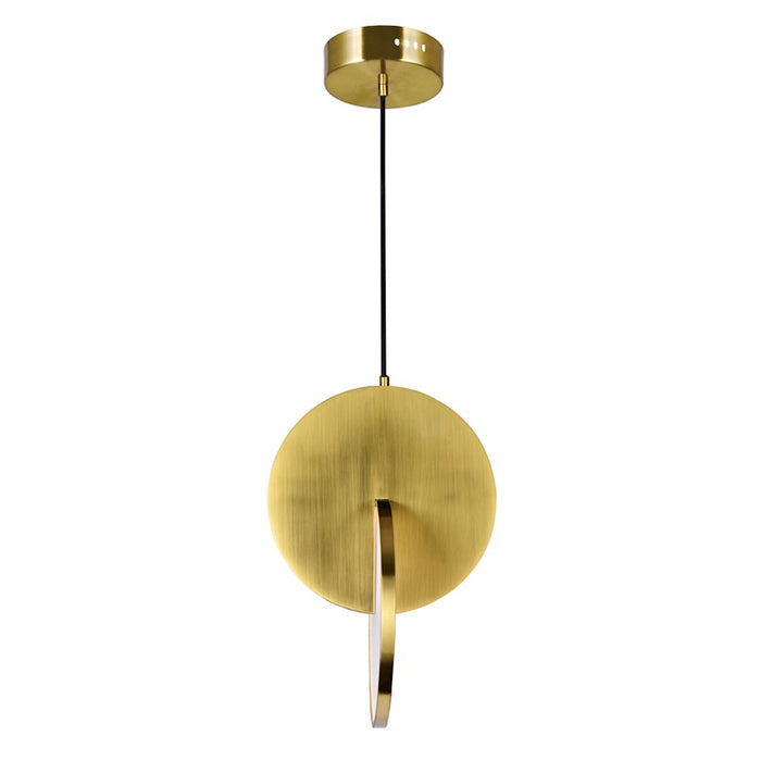 CWI Lighting Tranche Down Mini Pendant, Brushed Brass