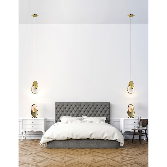 CWI Lighting Tranche Down Mini Pendant, Brushed Brass