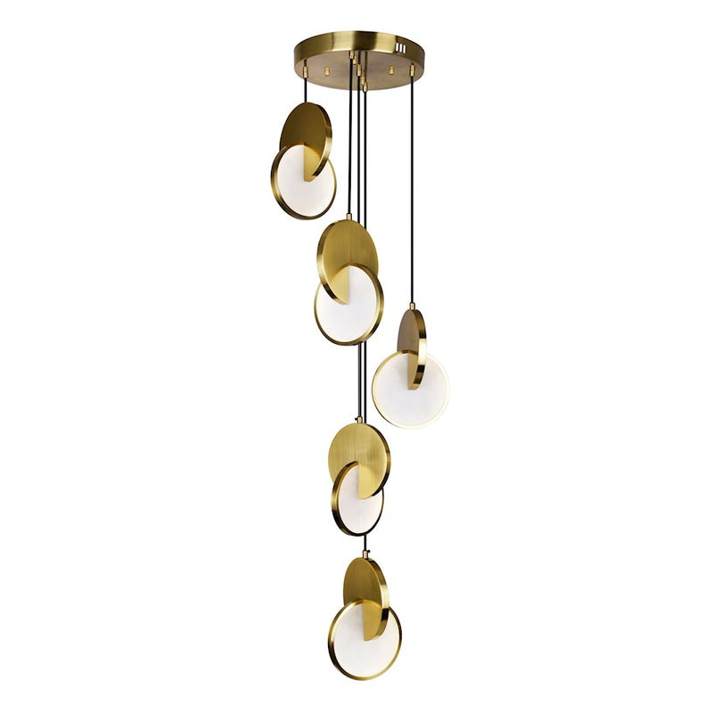 CWI Lighting Tranche 18" Multi Point Pendant, Brushed Brass
