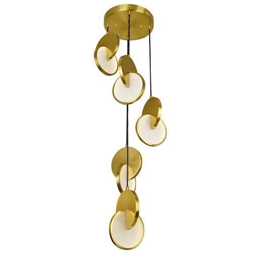 CWI Lighting Tranche 18" Multi Point Pendant, Brushed Brass